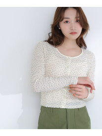 フラワープリントシャーリングカットソー NATURAL BEAUTY BASIC ナチュラルビューティベーシック トップス カットソー・Tシャツ ホワイト ベージュ イエロー【先行予約】*【送料無料】[Rakuten Fashion]