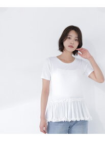 ヘムフリルカットソー NATURAL BEAUTY BASIC ナチュラルビューティベーシック トップス カットソー・Tシャツ ホワイト ブラック グレー【先行予約】*【送料無料】[Rakuten Fashion]