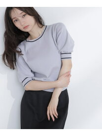 総針ベーシック バイカラーラインニット NATURAL BEAUTY BASIC ナチュラルビューティベーシック トップス ニット ホワイト【先行予約】*【送料無料】[Rakuten Fashion]