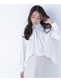 ハイネックリボンボウブラウス NATURAL BEAUTY BASIC ナチュラルビューティベーシック トップス シャツ・ブラウス グレー ホワイト ピンク ブルー【送料無料】[Rakuten Fashion]