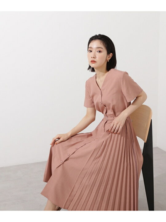 楽天市場 サイドプリーツ切替ワンピース Natural Beauty Basic ナチュラルビューティベーシック ワンピース ワンピースその他 ピンク ネイビー グリーン カーキ 送料無料 Rakuten Fashion Natural Beauty Basic