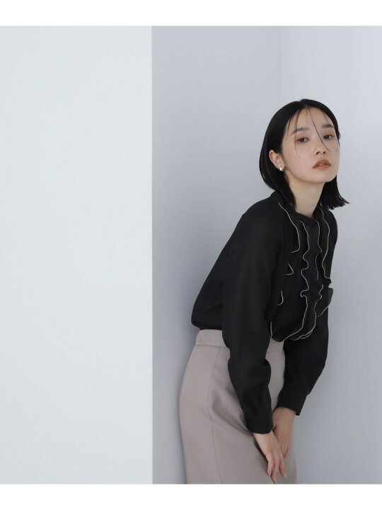 楽天市場】【SALE／50%OFF】バイカラーフリルラインブラウス NATURAL 