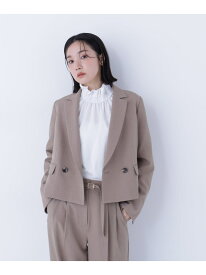 クラッシー SETUP ショート丈ジャケット NATURAL BEAUTY BASIC ナチュラルビューティベーシック ジャケット・アウター テーラードジャケット・ブレザー ホワイト ブラウン【先行予約】*【送料無料】[Rakuten Fashion]