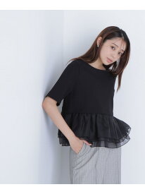 【SALE／30%OFF】シフォンドッキングペプラムカットソー NATURAL BEAUTY BASIC ナチュラルビューティベーシック トップス カットソー・Tシャツ ホワイト ブラック【RBA_E】【送料無料】[Rakuten Fashion]