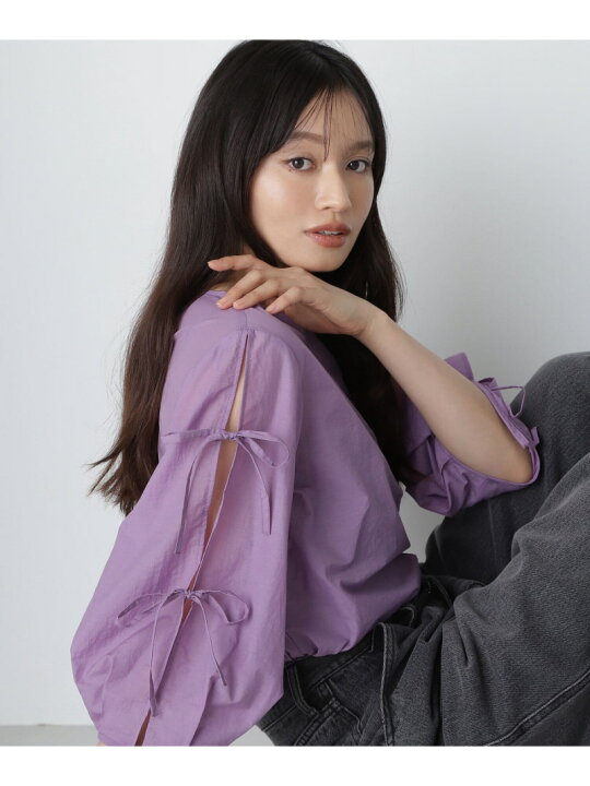 楽天市場】スリットリボンスリーブブラウス NATURAL BEAUTY BASIC 