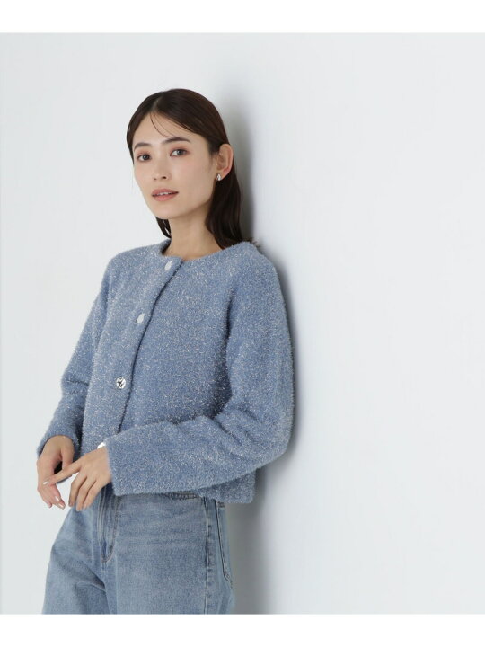 楽天市場】【SALE／10%OFF】ラメ接結クロップドニットブルゾン 24AW 