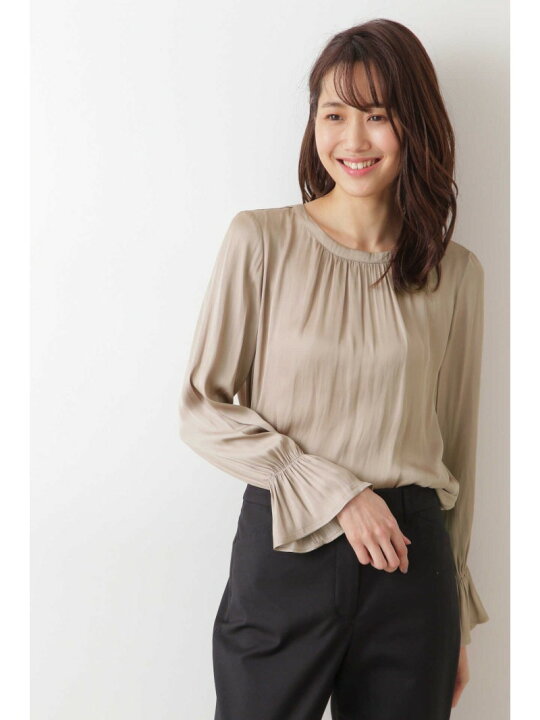 楽天市場】【SALE／60%OFF】[洗える]サテンフレアスリーブブラウス 