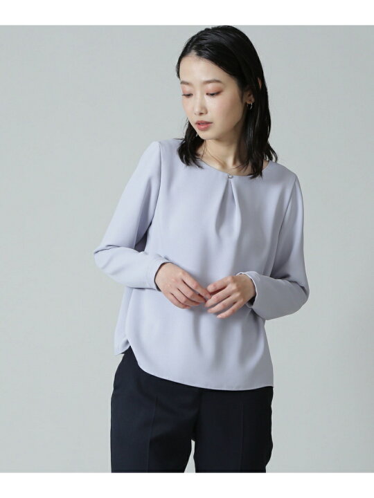楽天市場 洗える ラインストーンポイントブラウス Natural Beauty Basic ナチュラルビューティベーシック シャツ ブラウス シャツ ブラウスその他 ブルー ホワイト グレー 送料無料 Rakuten Fashion Natural Beauty Basic