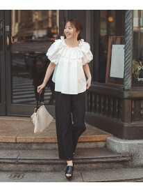 パッチワークレース SETUP ストレートパンツ NATURAL BEAUTY BASIC ナチュラルビューティベーシック パンツ その他のパンツ ブラック【先行予約】*【送料無料】[Rakuten Fashion]