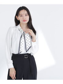 デザインスカーフ付ブラウス NATURAL BEAUTY BASIC ナチュラルビューティベーシック トップス シャツ・ブラウス ベージュ ネイビー ホワイト【送料無料】[Rakuten Fashion]