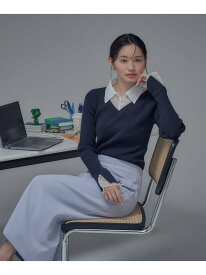 レースカラードッキングニット NATURAL BEAUTY BASIC ナチュラルビューティベーシック トップス ニット ベージュ ネイビー【送料無料】[Rakuten Fashion]
