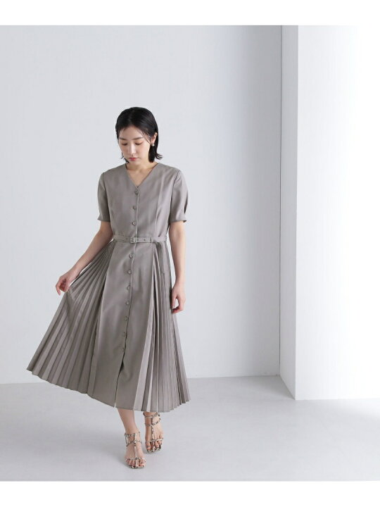 楽天市場】【SALE／50%OFF】サイドプリーツワンピース半袖 NATURAL 