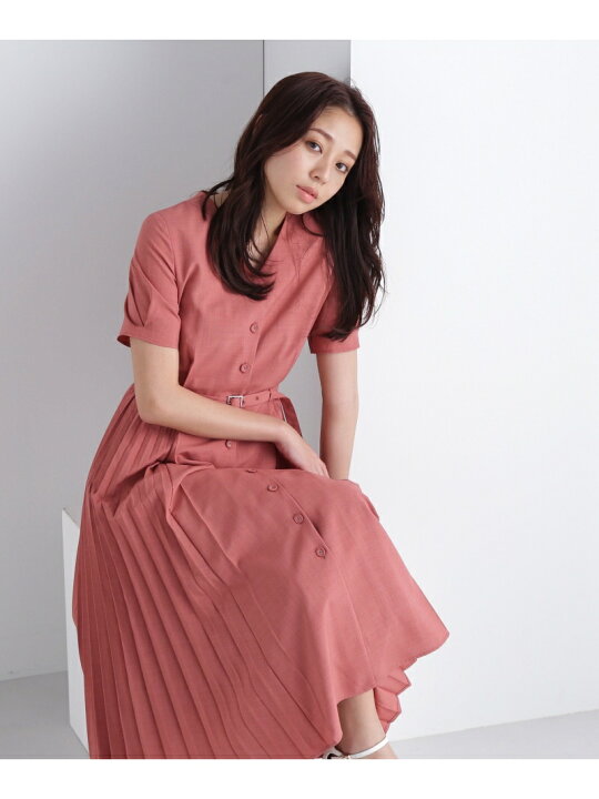 楽天市場】【SALE／50%OFF】サイドプリーツワンピース半袖 NATURAL 