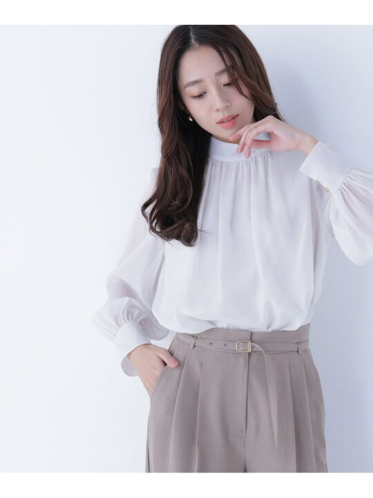 楽天市場】ハイネックボリュームシアーブラウス NATURAL BEAUTY BASIC 
