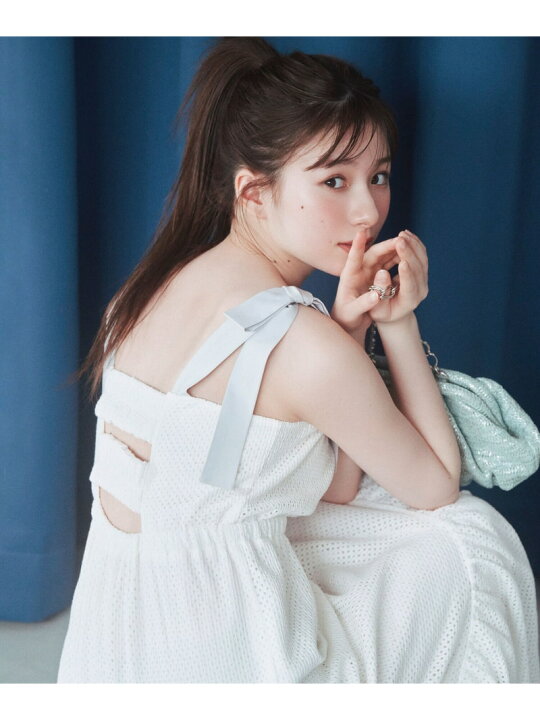 楽天市場】メッシュレースショルダーリボンワンピース NATURAL BEAUTY  