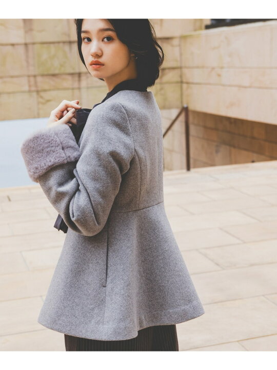 楽天市場】フェイクファースリーブペプラムコート 24AW NATURAL BEAUTY 