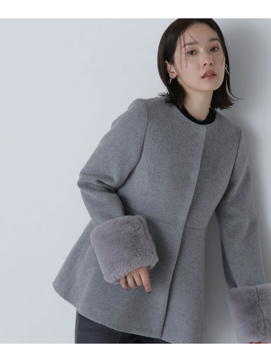 楽天市場】フェイクファースリーブペプラムコート 24AW NATURAL BEAUTY 