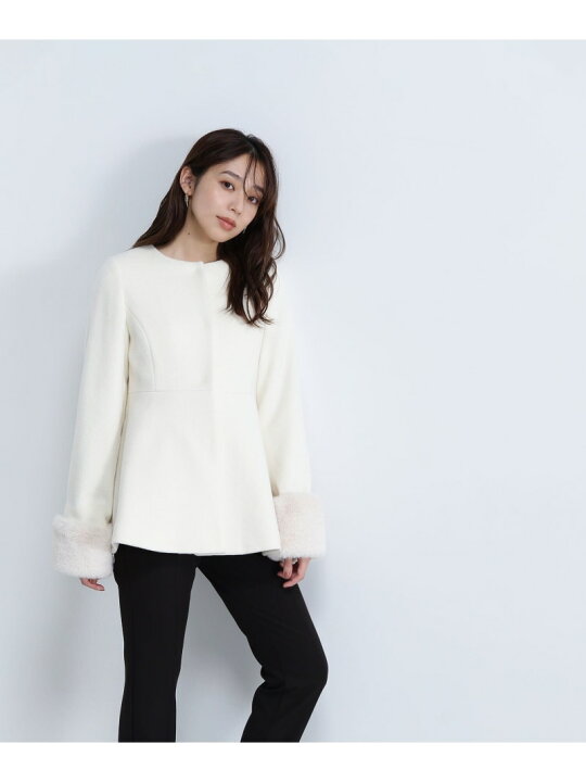 楽天市場】フェイクファースリーブペプラムコート 24AW NATURAL BEAUTY 