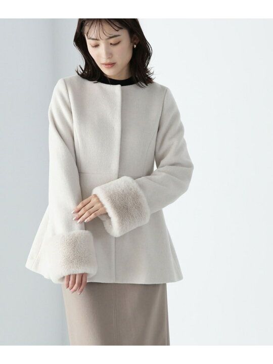 楽天市場】フェイクファースリーブペプラムコート 24AW NATURAL BEAUTY 