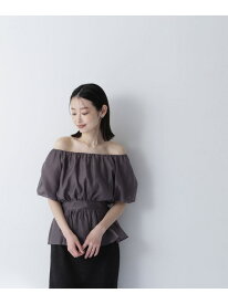 シアーギャザーペプラムブラウス NATURAL BEAUTY BASIC ナチュラルビューティベーシック トップス シャツ・ブラウス ブルー グレー ベージュ レッド【送料無料】[Rakuten Fashion]