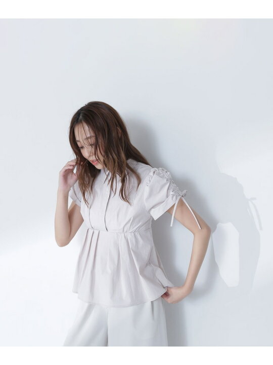 楽天市場】ギャザースリーブペプラムシャツ NATURAL BEAUTY BASIC 
