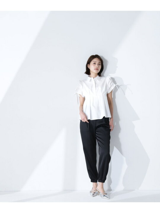 楽天市場】ギャザースリーブペプラムシャツ NATURAL BEAUTY BASIC 