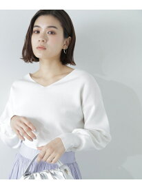 総針ベーシックVネックニット 24SS NATURAL BEAUTY BASIC ナチュラルビューティベーシック トップス ニット ネイビー ホワイト ブルー【送料無料】[Rakuten Fashion]