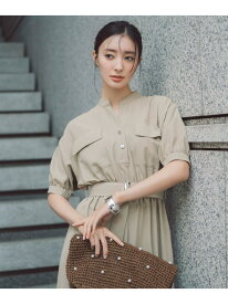 【SALE／30%OFF】ダブルポケットフォルムワンピース NATURAL BEAUTY BASIC ナチュラルビューティベーシック ワンピース・ドレス ワンピース ベージュ グレー グリーン【RBA_E】【送料無料】[Rakuten Fashion]