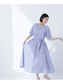 【SALE／10%OFF】シアーベルテッドギャザーワンピース NATURAL BEAUTY BASIC ナチュラルビューティベーシック ワンピース・ドレス ワンピース ブルー ブラウン【RBA_E】【送料無料】[Rakuten Fashion]