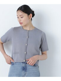 シルクブレンドカーディガン半袖 NATURAL BEAUTY BASIC ナチュラルビューティベーシック トップス カーディガン ブルー ネイビー ホワイト ブラウン パープル グレー【送料無料】[Rakuten Fashion]