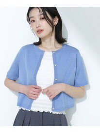 シルクブレンドカーディガン半袖 NATURAL BEAUTY BASIC ナチュラルビューティベーシック トップス カーディガン ブルー ネイビー ホワイト ブラウン パープル グレー【送料無料】[Rakuten Fashion]