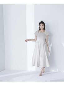 【SALE／30%OFF】リネンライクパフスリーブワンピース NATURAL BEAUTY BASIC ナチュラルビューティベーシック ワンピース・ドレス ワンピース ブルー ベージュ グレー【RBA_E】【送料無料】[Rakuten Fashion]