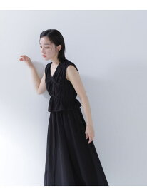【SALE／10%OFF】リボンギャザーサッカーワンピース NATURAL BEAUTY BASIC ナチュラルビューティベーシック ワンピース・ドレス ワンピース ブルー ブラック【RBA_E】【送料無料】[Rakuten Fashion]