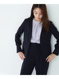 ドビーツイル SETUP ノーカラージャケット NATURAL BEAUTY BASIC ナチュラルビューティベーシック ジャケット・アウター テーラードジャケット・ブレザー ネイビー【送料無料】[Rakuten Fashion]