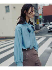 シャンブレーボウタイブラウス NATURAL BEAUTY BASIC ナチュラルビューティベーシック トップス シャツ・ブラウス ブルー ネイビー【送料無料】[Rakuten Fashion]