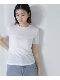 【SALE／50%OFF】シアーストレッチTシャツ NATURAL BEAUTY BASIC ナチュラルビューティベーシック トップス カットソー・Tシャツ ホワイト グレー ベージュ【RBA_E】[Rakuten Fashion]