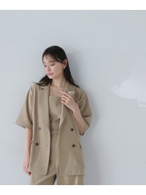 【SALE／30%OFF】ハーフスリーブダブルジャケット NATURAL BEAUTY BASIC ナチュラルビューティベーシック ジャケット・アウター ブルゾン・ジャンパー ベージュ ブラック【RBA_E】【送料無料】[Rakuten Fashion]