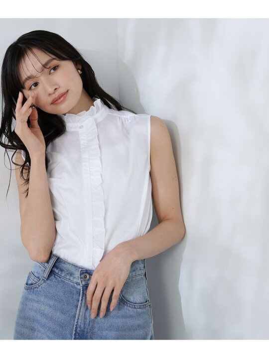 楽天市場】【SALE／10%OFF】フリルネックノースリーブブラウス NATURAL 