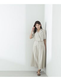 SETUP タックフレアスカート NATURAL BEAUTY BASIC ナチュラルビューティベーシック スカート その他のスカート グレー ベージュ【送料無料】[Rakuten Fashion]