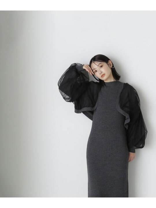 楽天市場】【SALE／60%OFF】チュールカーデ&ニットワンピセット 