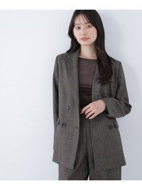 シャークスキン SETUPダブルブレストジャケット NATURAL BEAUTY BASIC ナチュラルビューティベーシック ジャケット・アウター テーラードジャケット・ブレザー ネイビー【先行予約】*【送料無料】[Rakuten Fashion]