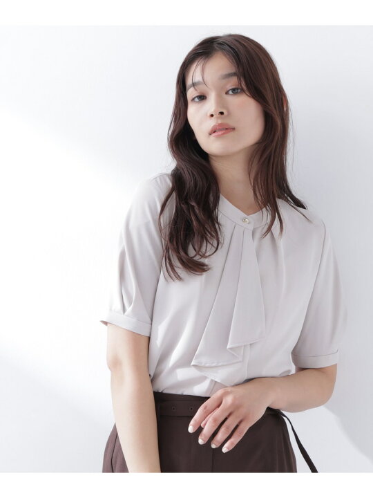 楽天市場】ラッフルボウタイブラウス半袖 NATURAL BEAUTY BASIC 