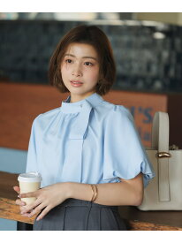 リネンライクサイドタイブラウス NATURAL BEAUTY BASIC ナチュラルビューティベーシック トップス シャツ・ブラウス イエロー ブルー ブラウン【先行予約】*【送料無料】[Rakuten Fashion]