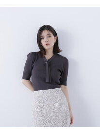 【SALE／30%OFF】ボウタイリブニット NATURAL BEAUTY BASIC ナチュラルビューティベーシック トップス ニット オレンジ グレー【RBA_E】【送料無料】[Rakuten Fashion]