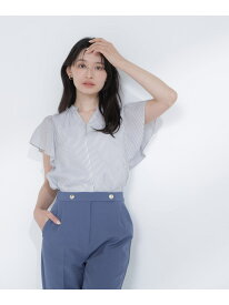 シアーストライプブラウス NATURAL BEAUTY BASIC ナチュラルビューティベーシック トップス シャツ・ブラウス グレー ブルー グリーン【先行予約】*【送料無料】[Rakuten Fashion]