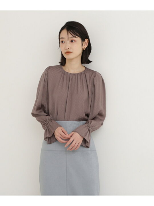 楽天市場】【SALE／50%OFF】ギャザーネックサテンドビードットブラウス 