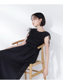 シアーチェックギャザーワンピース NATURAL BEAUTY BASIC ナチュラルビューティベーシック ワンピース・ドレス ワンピース ブラック イエロー オレンジ【送料無料】[Rakuten Fashion]
