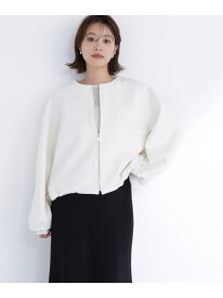 ノーカラーダンボールブルゾン NATURAL BEAUTY BASIC ナチュラルビューティベーシック ジャケット・アウター ブルゾン・ジャンパー ホワイト ブラック ベージュ【先行予約】*【送料無料】[Rakuten Fashion]