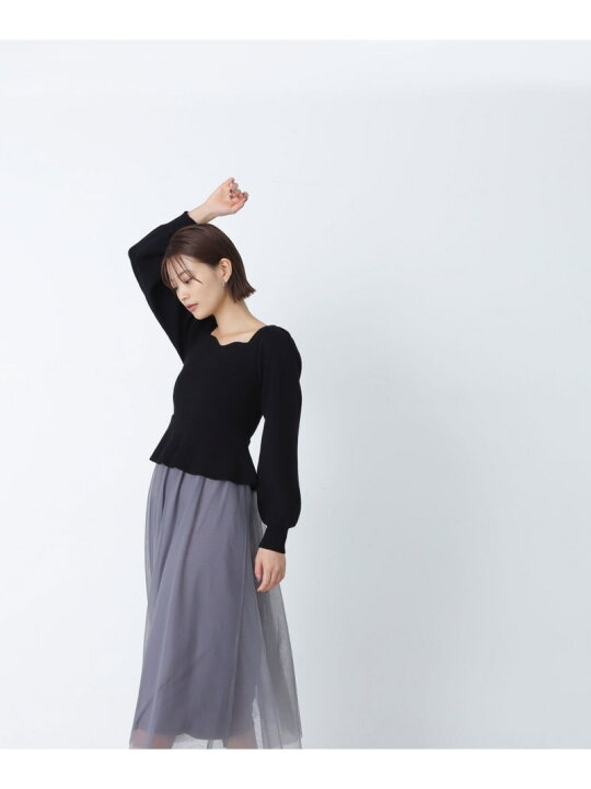 楽天市場】【SALE／50%OFF】ペプラムチュールニットワンピース NATURAL 