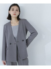 【SALE／50%OFF】クラッシー SETUP ノーカラージャケット NATURAL BEAUTY BASIC ナチュラルビューティベーシック ジャケット・アウター テーラードジャケット・ブレザー グレー ベージュ【RBA_E】【送料無料】[Rakuten Fashion]